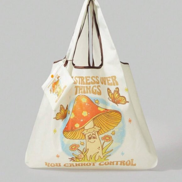 Mushroom Shopping Tote Romwe Don't Stress the Things You Cannot Control - Picture 2 of 4